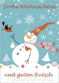 Eine persönliche Weihnachtskarte mit einem Schneemann