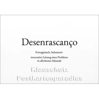 Wortschatzkarte | Desenrascanco | Portugiesisch | innovative Lösung eines Problems in allerletzter Sekunde