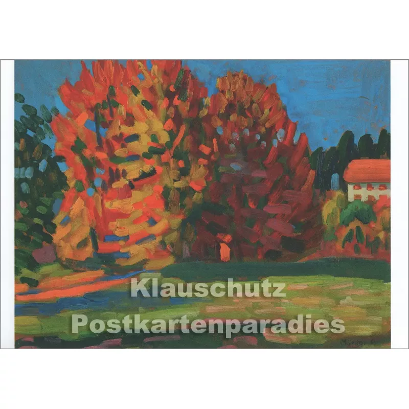 Kunstkarte von Gabriele Münter | Herbstbäume bei Tutzing