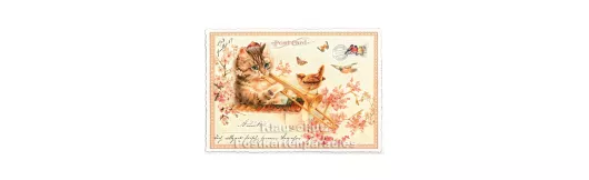 Katze mit Posaune - ActeTre Postkarte