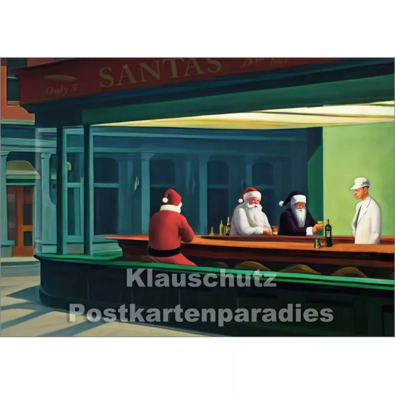 Nighthawks at Santa`s - Weihnachtskarte von Georges Victor