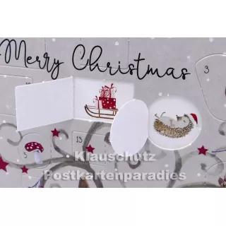 Doppelkarte Weihnachten von Discordia - Adventskalender - Weihnachtsreh - mit offenen Türchen