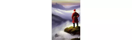 Weihnachtsmann über dem Nebelmeer | Postkarte