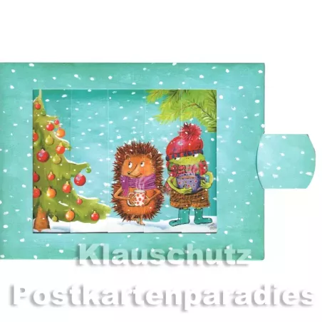 Lebende Postkarte - Weihnachten Igel Frosch - Seite B