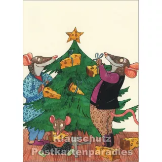Postkarte Leonard Erlbruch - Käse Weihnachtsbaum