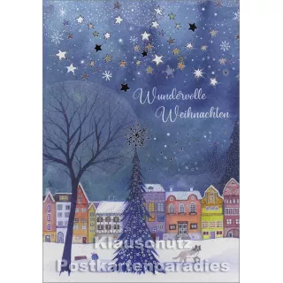 Weihnachten Doppelkarte mit silberfarbener Teillackierung - Wundervolle Weihnachten