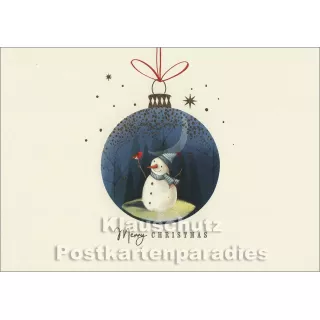 Christbaumkugel mit Schneemann - Weihnachtskarte von SkoKo