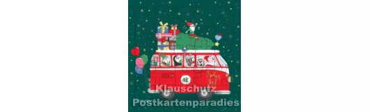 Weihnachtsbus - ActeTre Puzzlecard Weihnachten