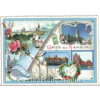 Nostalgie Postkarte aus der Edition Tausendschön - Gruß aus Hamburg