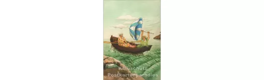 Alte Frauen beim Bootsausflug | Inge Löök Postkarte