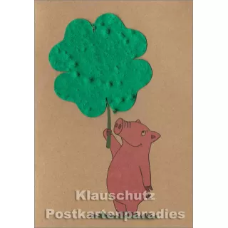 Glücksschwein | Blumensamen Grußkarte von Die Stadtgärtner
