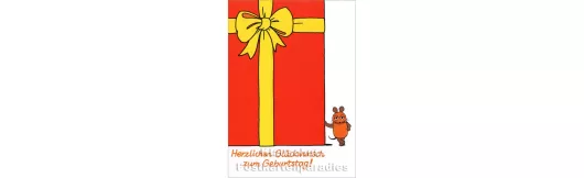 Die Maus mit Geburtstagsgeschenk | Postkarte