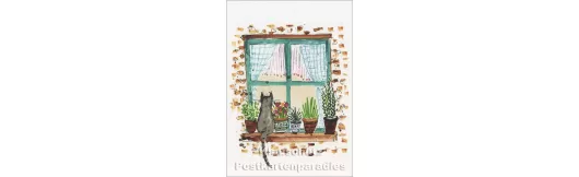 Katze am Fenster | Taurus Postkarte