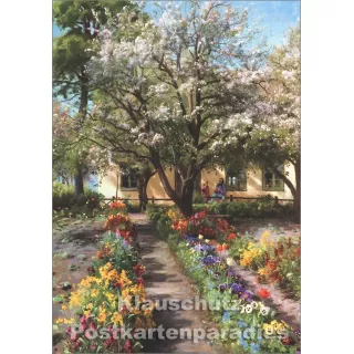 Taurus Kunst Postkarte | Peder Monsted - Blühender Garten im Frühling