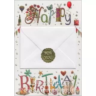 Geburtstag Doppelkarte mit Geldumschlag - Happy Birthday