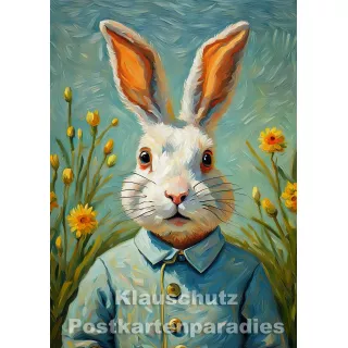Der Osterhase - Portrait | Kunst Postkarte Ostern von Georges Victor