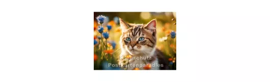 Katze auf Wiese - Postkartenparadies Postkarte
