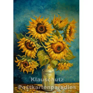 Kunstkarte | Georges Victor | Vase mit Sonnenblumen