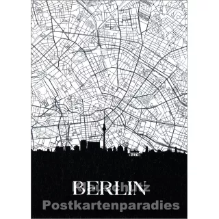 Berlin Stadtplan - Postkarte mit partieller Glanzlackierung