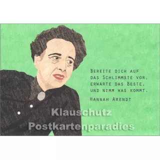 Hannah Arendt | Holzschliffpappe Zitat Postkarte von Studio Blankensteyn