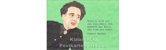 Hannah Arendt | Holzschliffpappe Postkarten Zitat