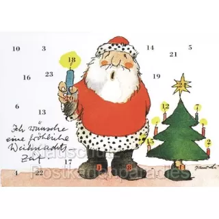 Janosch Postkarten Adventskalender mit dem Weihnachtsmann
