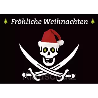 Postkarte Weihnachtskarten | Fröhliche Weihnachten Piraten Totenkopf