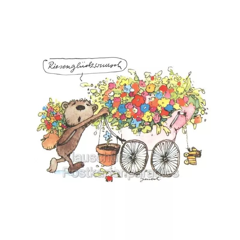 Postkarte Janosch - Riesenglückwunsch Bär Geburtstagskarte