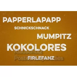 Postkarten im Retrostyle / Retrokarten |  Papperlapapp, Schnickschnack, Mumpitz, Kokolores, Firlefanz 