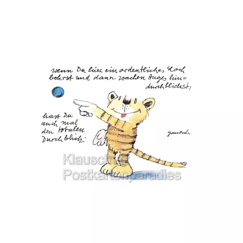 Totaler Durchblick | Lustige Janosch Postkarte mit dem Tiger