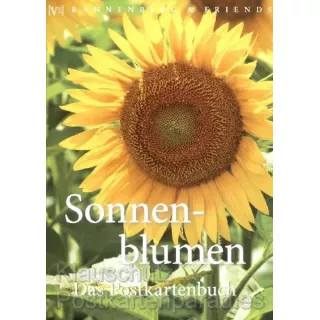 Postkartenbuch mit 15 Sonnenblumen Motiven mit interessanten Infos über die Sonnenblume auf der Rückseite.