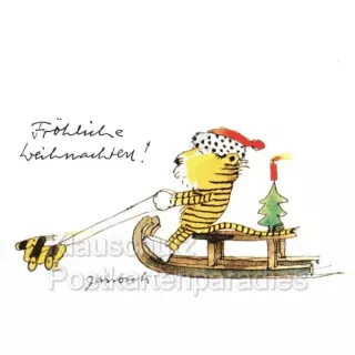Weihnachtskarte von Janosch mit dem Tiger und der Tigerente