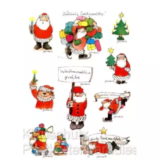 Janosch Postkarte Weihnachten mit Stickern - Weihnachtsgrüße Weihnachtsmann