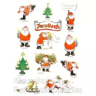 Weihnachtsgrüße von Janosch - Weihnachtskarte mit Stickern