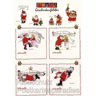 Janosch Weihnachtskarte mit schönen Geschenkaufklebern