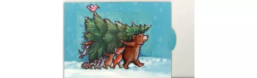 Tierische Weihnacht mit Weihnachtsbaum - Die lebende Postkarte als Weihnachtskarte