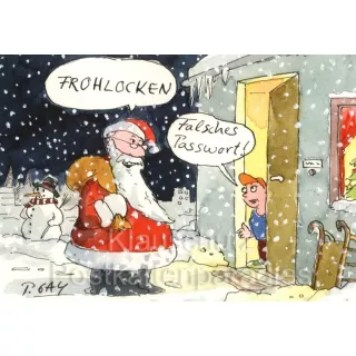 Frohlocken Falsches Passwort | Gaymann Weihnachtsmann Postkarte