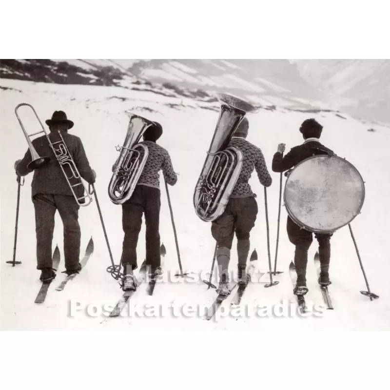 Musikern auf Skiern | Fotokarte von Discordia