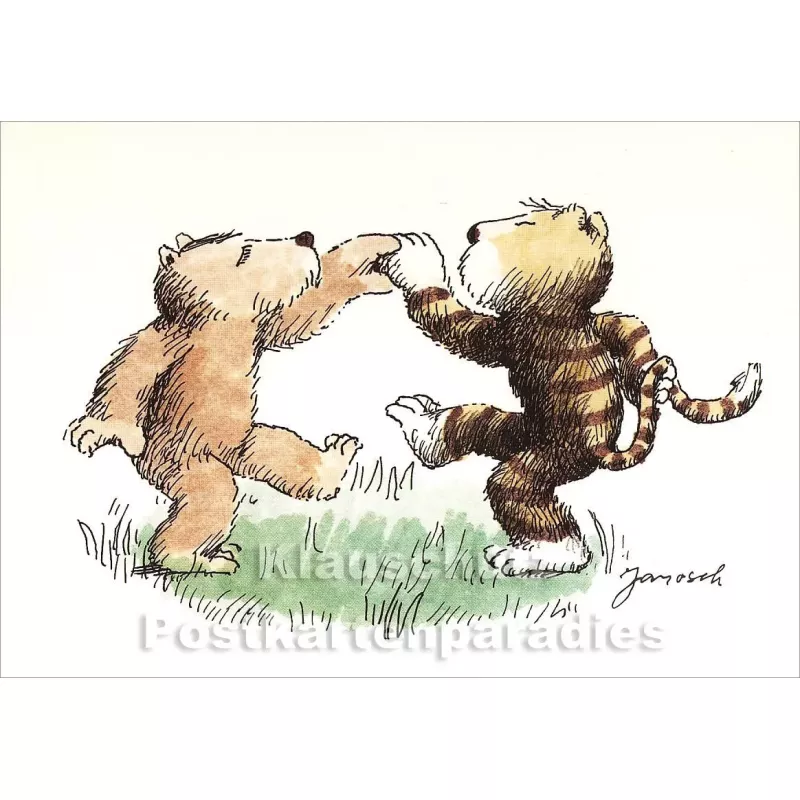Janosch Karte | Bär und Tiger tanzen
