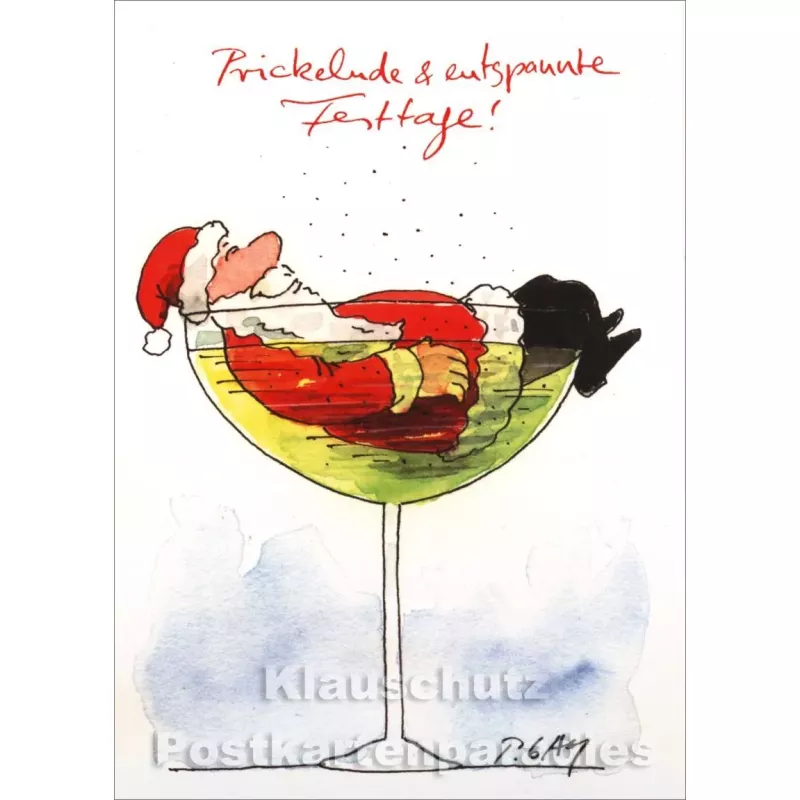 Prickelnde Festtage! Peter Gaymann Weihnachtskarte