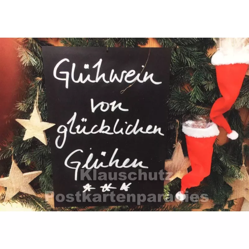 Glühwein von glücklichen Glühen | Lustige Discordia Weihnachtspostkarte