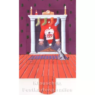 Lebende Karte - Weihnachtsmann im Kamin