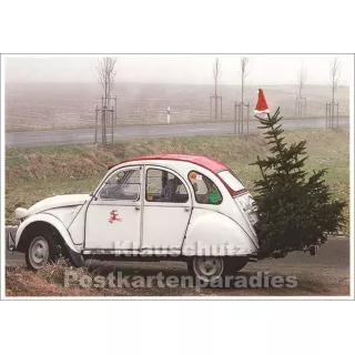 Weihnachtskarte mit Weihnachtsente (Auto)