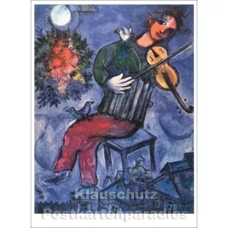 Marc Chagall - Der blaue Geiger | Kunst Postkarte