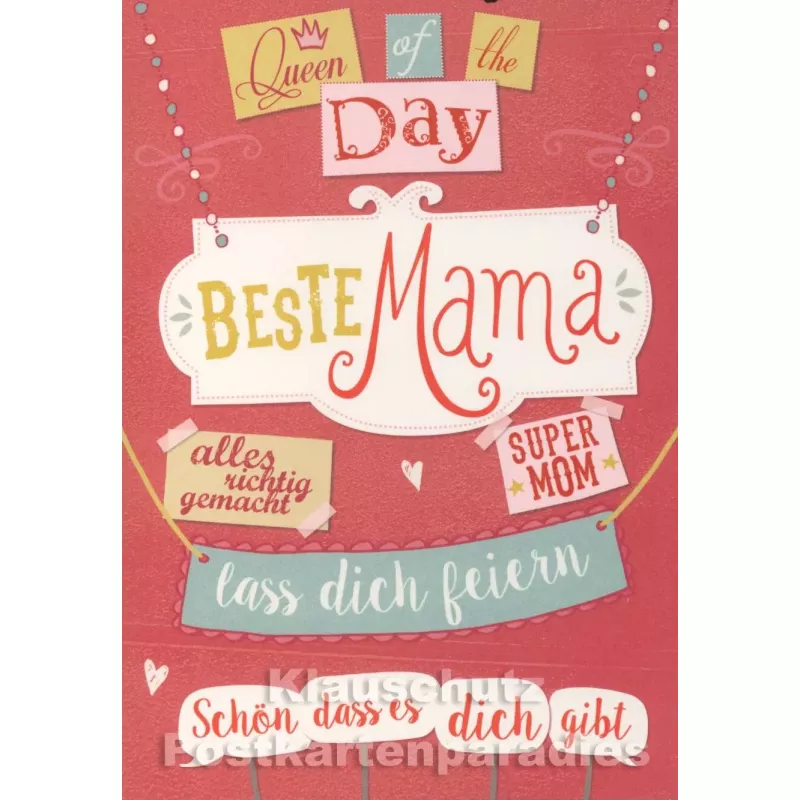 Doppelkarte | Muttertag | Beste Mama, lass dich feiern