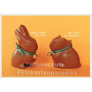 Fotokarte zu Ostern mit zwei Schoko Osterhasen