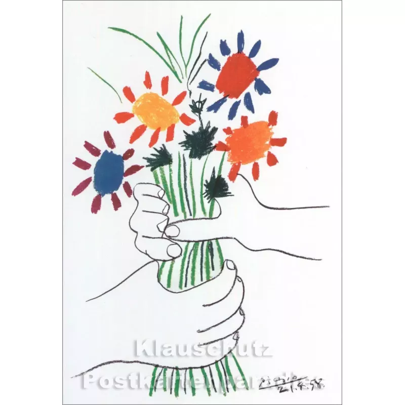 Kunst Doppelkarte  Pablo Picasso - Le Bouqet / Der Blumenstrauß