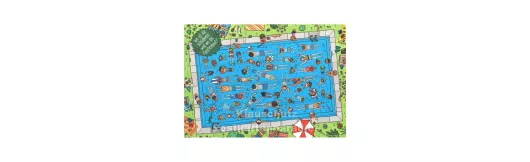 Wimmelbild Postkarte - Schwimmbad
