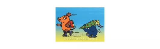 Maus und Elefant mit Schultüte | Postkarte