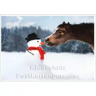 Pferd und Schnemann Winter Postkarte